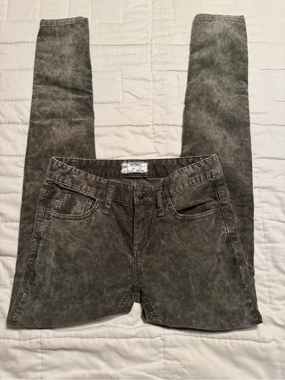 Free People Olive Green Corduroy Skinny Jeans